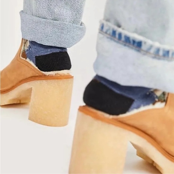 Free People James Cozy Mule Faux Fur Cognac Leather Chunky Platform Sole 39.5 - Picture 3 of 14